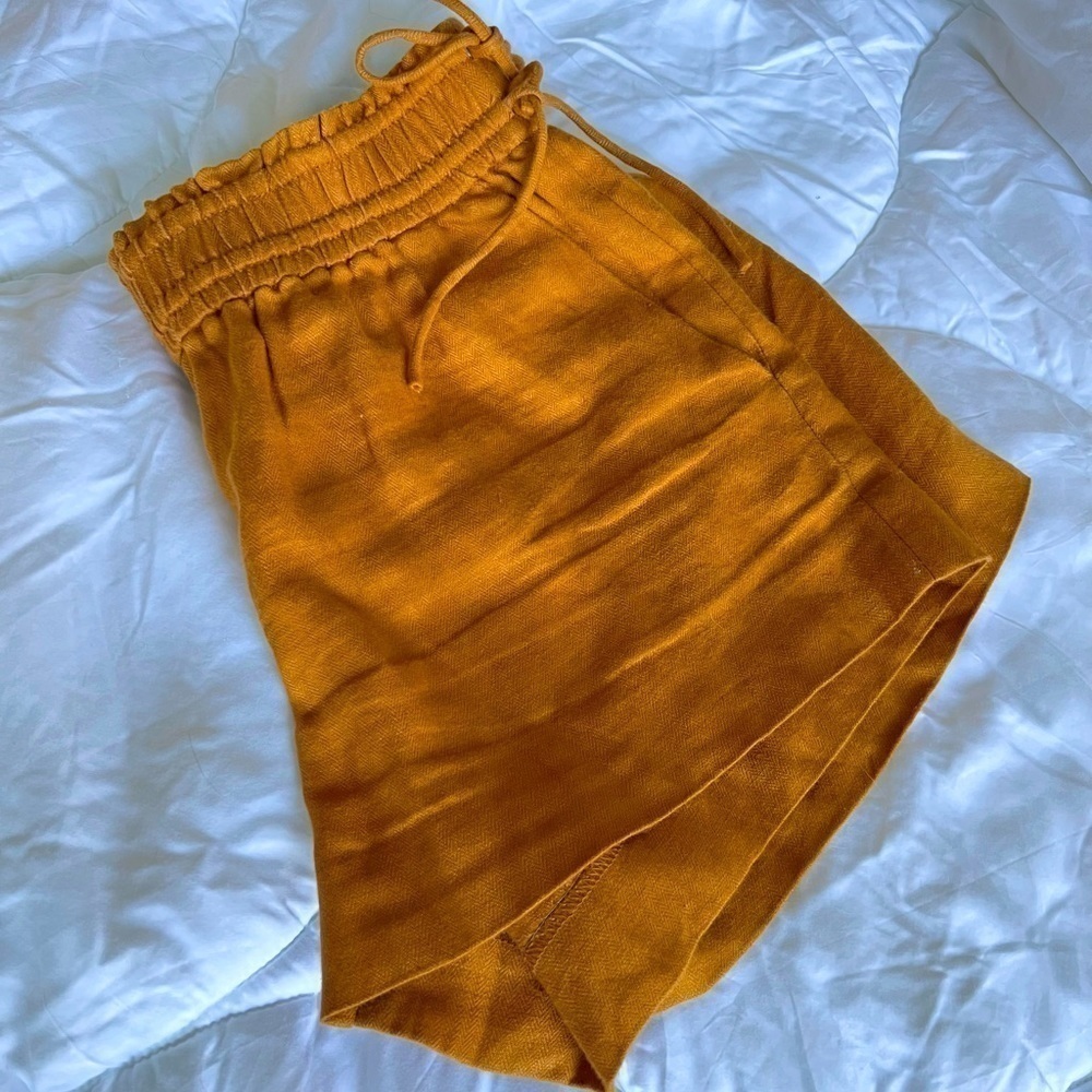 J. Crew Burnt Orange Linen Side Tie Shorts